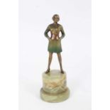 Josef Lorenzl cold-painted bronze figure a woman, shown wearing a suit and standing with hands on hi