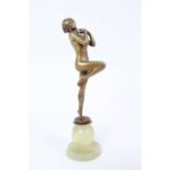 Josef Lorenzl Art Deco Bronze figure of a nude woman dancing, on an onyx base, signed 'Lorenzl / Rea