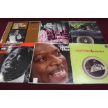 Three boxes of mainly Jazz LP records including Count Basie and Fats Waller