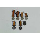 Collection of seven First World War War medals named to T4-059380 DVR. A. E. Carman. A.S.C., T4-1107