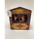 Antique cast iron novelty money box 'Punch & Judy Bank' with original painted finish, made by Shepar