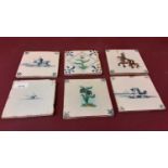 Six 18th century Dutch delft tiles