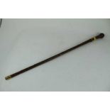 Victorian bamboo sword stick with square tapered blade, stamped E, 93.5cm in overall length