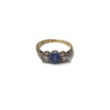 18ct gold sapphire and diamond three stone ring