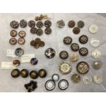 Selection antique and vintage of sets, part sets and odd buttons including pierced and enamel button