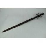Reproduction Spanish Toledo sword with wirebound grip, and etch blade marked 'made in Spain, Toledo'