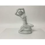 Large Karl Ens blanc de chine model of a kneeling nude female, 32cm high