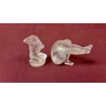Lalique Floreal glass figure of a kneeling nude female, 8cm high, together with another Lalique glas