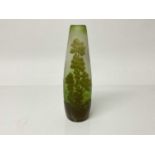 Emile Galle cameo glass vase with trees in landscape decoration, signed, 18cm high