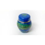Moorcroft enamel ginger jar and cover decorated in the Moonlit Blue pattern, 5cm high