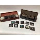 Two boxes of Magic lantern slides