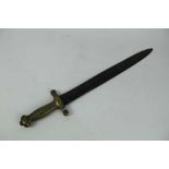 French 1831 pattern 'Gladius' short sword, with ribbed brass hilt and brass cross guard stamped 1170