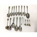Group Georgian and later silver teaspoons
