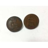 G.B. - Copper Pennies Victoria 1854/3 GF-AVF and 1854 (Plain trident) GEF (2 coins)
