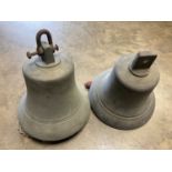 Two similar antique cast bells