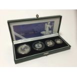 G.B. - Royal Mint silver proof Britannia four coin set 2001 (N.B. Lighty toned, cased with Certifica