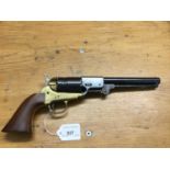 Good quality replica American Colt revolver with leather holster and accessories.