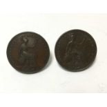 G.B. - Copper Pennies Victoria 1843 (N.B. Reverse error D.F.F in legend instead of D.E.F) VG-AF and