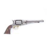 Remington New Model Army percussion revolver with 8" octagonal barrel, stamps to top strap, army iss