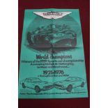 1970's Aston Martin '1921 - 1976, a thoroghbred then and now' poster, 54.5 x 35.5cm