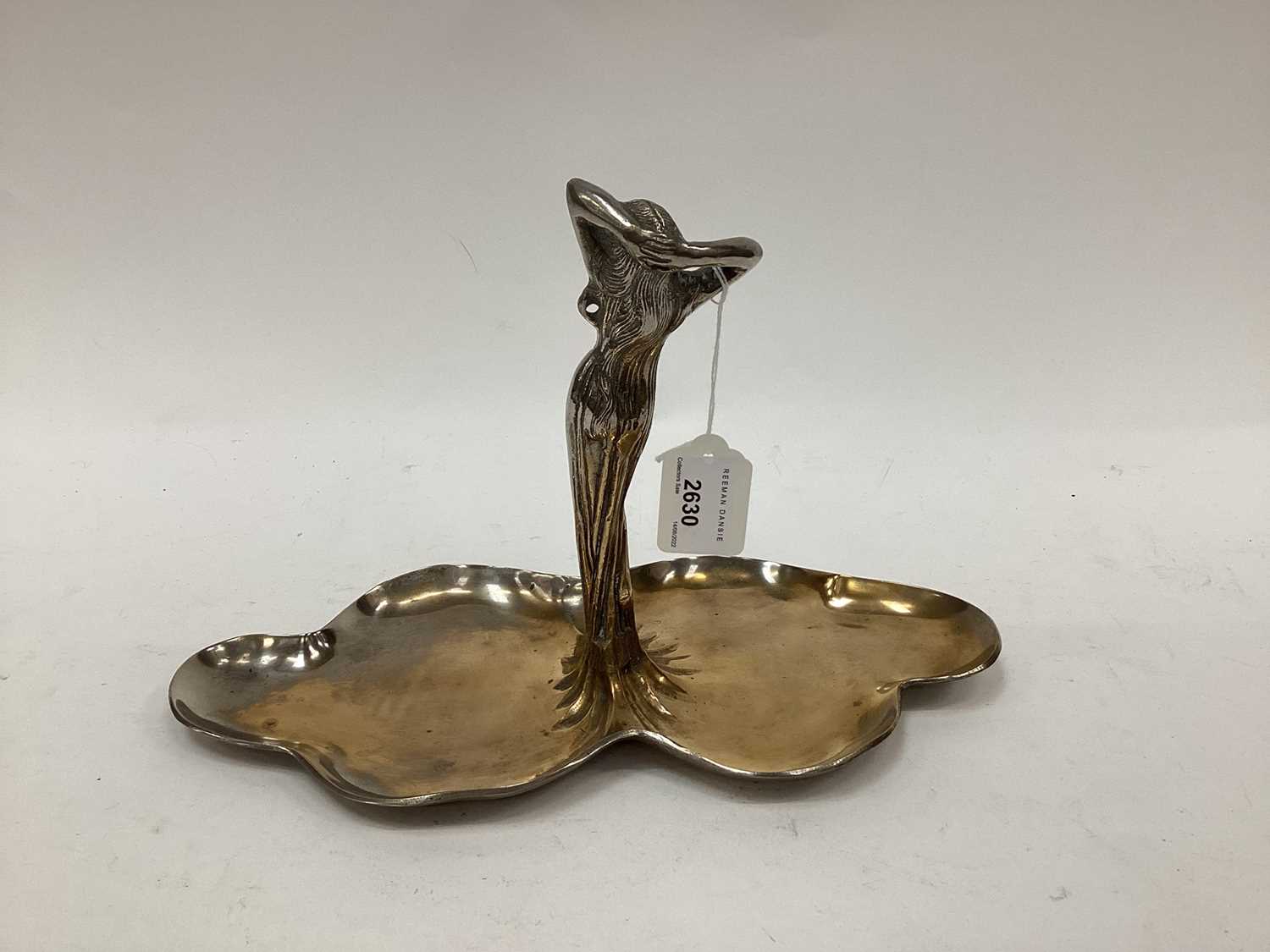 Silver plated on brass dish with nude female - Image 5 of 8