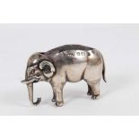 Edwardian novelty pin cushion in the form of a standing Elephant, (Birmingham 1905), maker Adie & Lo