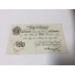 G.B. - Ten Pound white banknote signature K.O. Peppiatt, London 16th August 1937 (N.B. Minor folds a