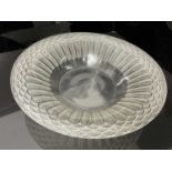 Rene Lalique Jaffa pattern clear and frosted glass bowl, signed on base, 31.5cm diameter