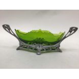 Art Nouveau table centre with green glass liner