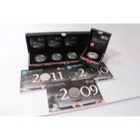 G.B. - Royal Mint silver proof coins 'Countdown to London 2012' three £5 coins 2009, 2010 and 2011 (