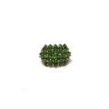 9ct gold synthetic green stone cluster ring