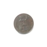 G.B. - Copper Penny Victoria 1856 (Plain trident) (N.B. Obv: Scratches to cheek) otherwise GVF (rare