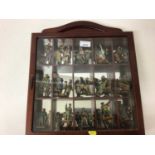 Selection of Del Prado military figures in glass display cabinet (50 plus figures)