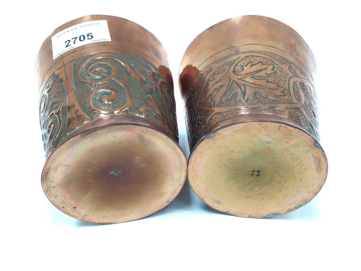 Pair of Arts & Crafts copper beakers by Keswick School of Industrial Arts - Image 3 of 4