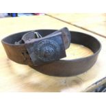 First World War Imperial German army belt buckle with original leather belt, with makers stamp and d