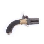19th century percussion double barrelled pocket pistol with revolving over and under barrels,Birming