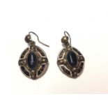 Pair Victorian white metal mourning earrings