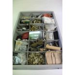 One tray containing a large quantity of militaria to include pen knives, Clinometer, badges and othe