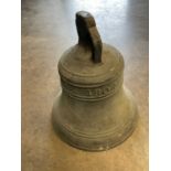 19th century cast bronze or bell metal church bell, dated 1804, 32cm high
