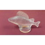 Lalique clear and frosted glass paperweight / car mascot in the form of a Perch, signed R.Lalique Fr