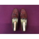 Pair of gentlemen’s dark tan leather Barker tassel loafer shoes size 10(as new), together with a lux
