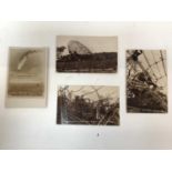 Postcards Zeppelin Wreck East Anglia June 17th 1917 three real photographic cards, different views p
