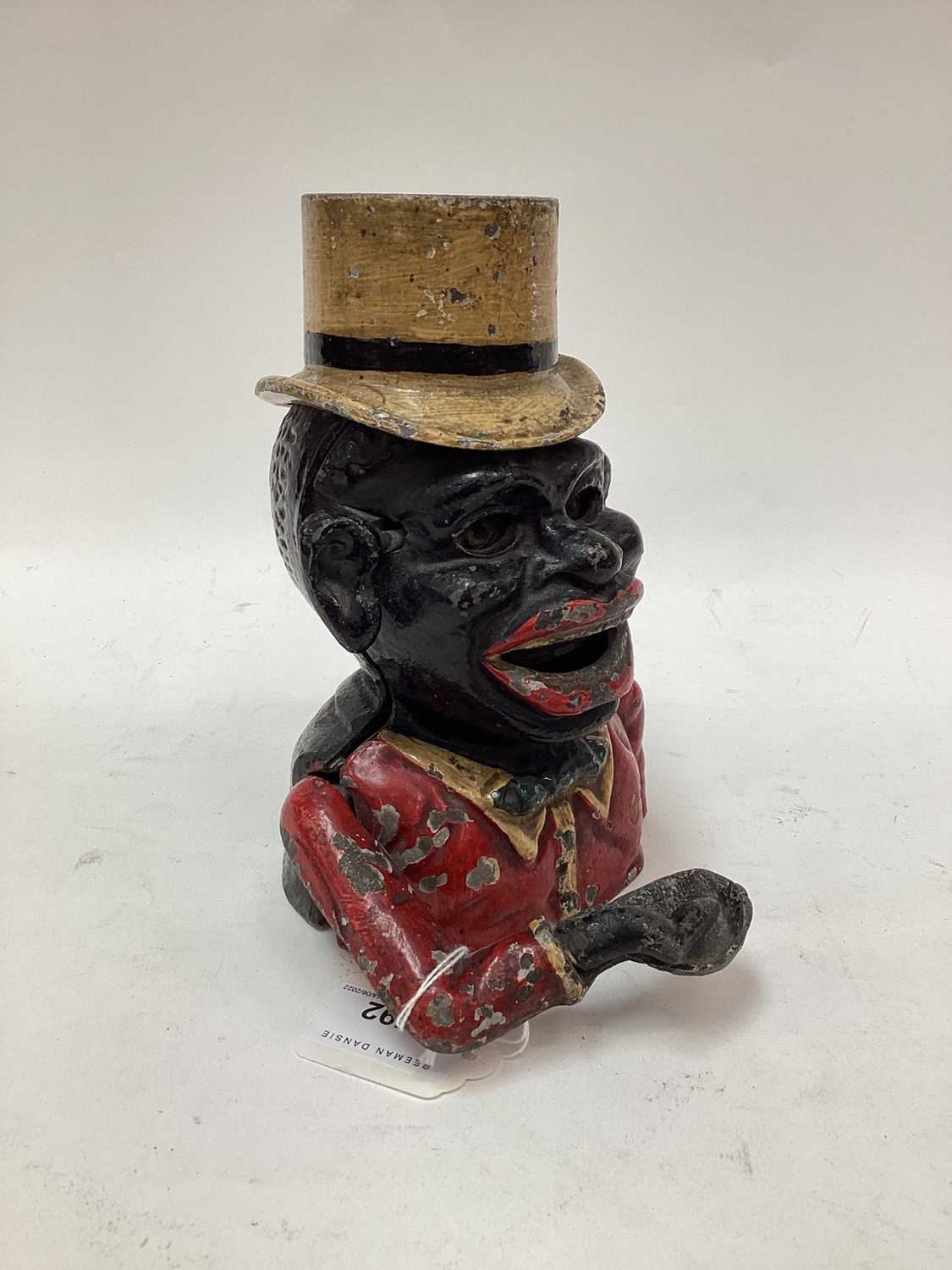 1920s/30s Starkie’s cast alloy “Gentleman with Top Hat” mechanical money box, with moveable arm, ton - Image 2 of 8