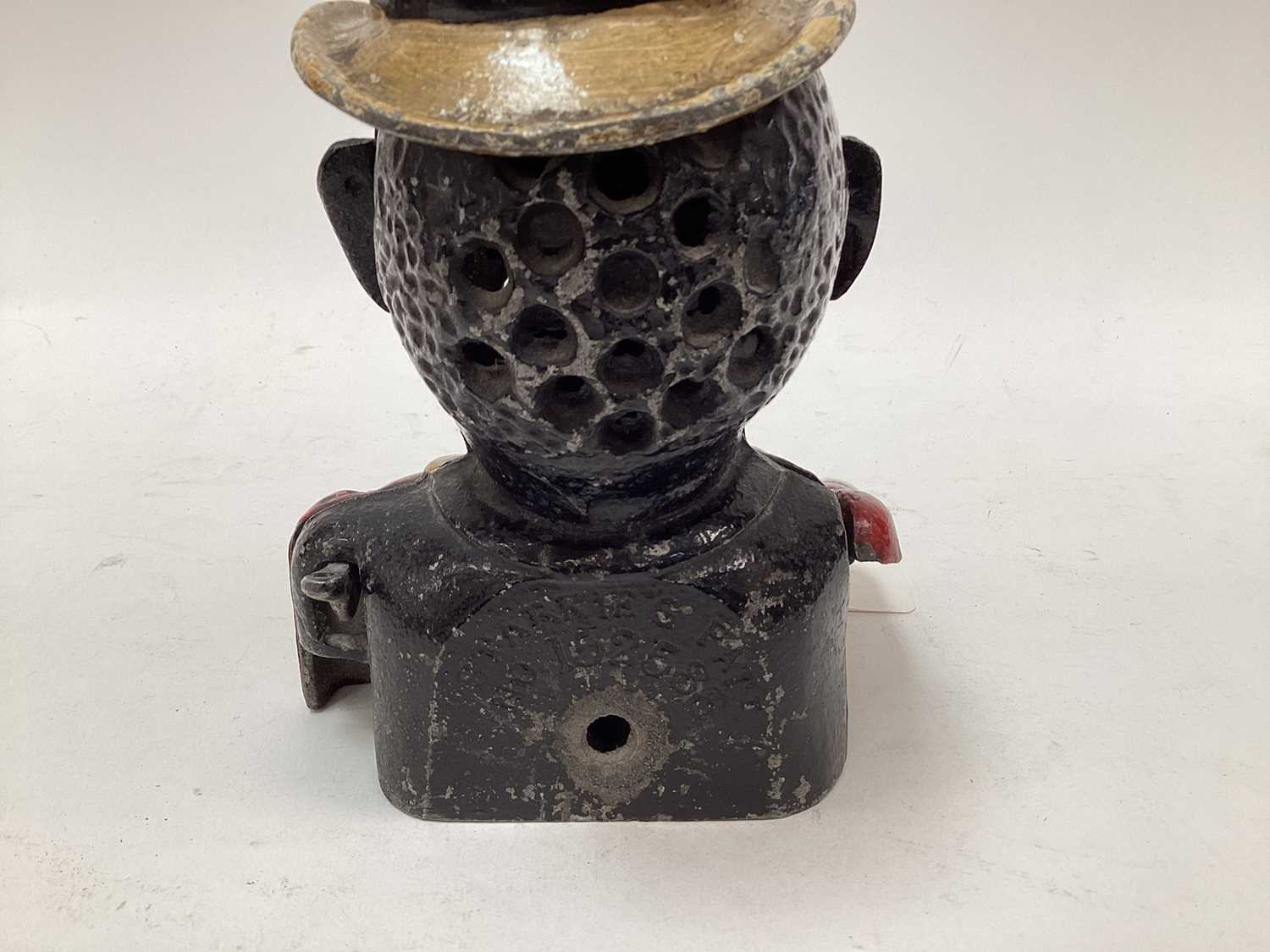 1920s/30s Starkie’s cast alloy “Gentleman with Top Hat” mechanical money box, with moveable arm, ton - Image 6 of 8