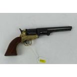 Replica Colt Navy percussion revolver with engraved cylinder