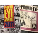 Extensive collection of Private Eye magazines together with box of paperback books