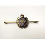 First World War Royal Engineers 15ct gold and enamel sweetheart brooch, 5.2cm in length, 5 grams