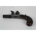 Early 19th century Flintlock pocket pistol by H.Nock, London with cylinder frame, box lock, turn off