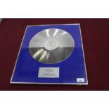 Frankie Knuckles framed platinum record, presented to nightclub owner Chris George