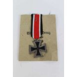 Second World War Nazi Iron Cross (second class) with paper dated 1939